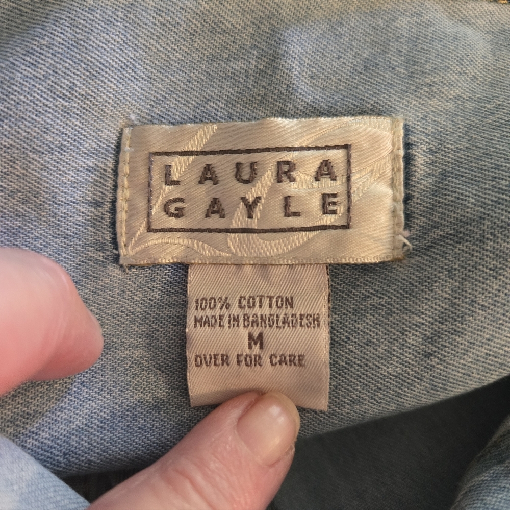 Laura Gayle Light Blue Denim Shirt Sz M - Picture 5 of 8